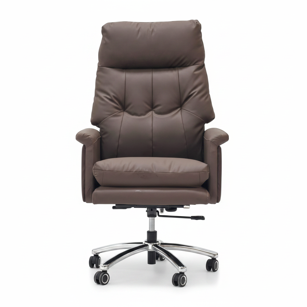 Brown PU Leather Executive Chair White Background – Manager Office Chair Dubai UAE | IH-A33H