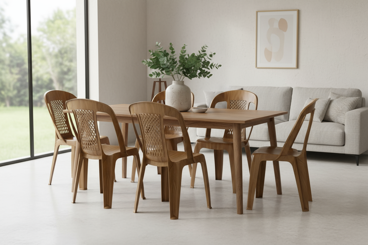 Premium Regal Plastic Chairs Set of 6 - White | UAE Delivery to All 7 Emirates