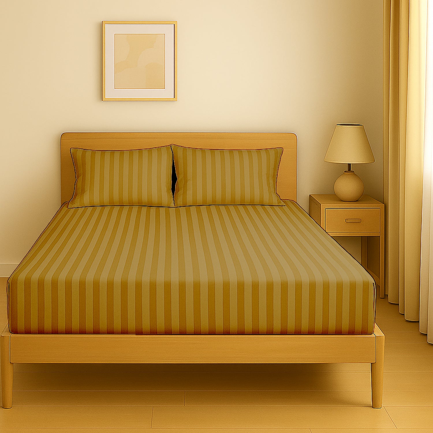 Premium Luxury Stripe Fitted Sheet 160x200cm | UAE-Wide Delivery | Dubai Abu Dhabi Sharjah
