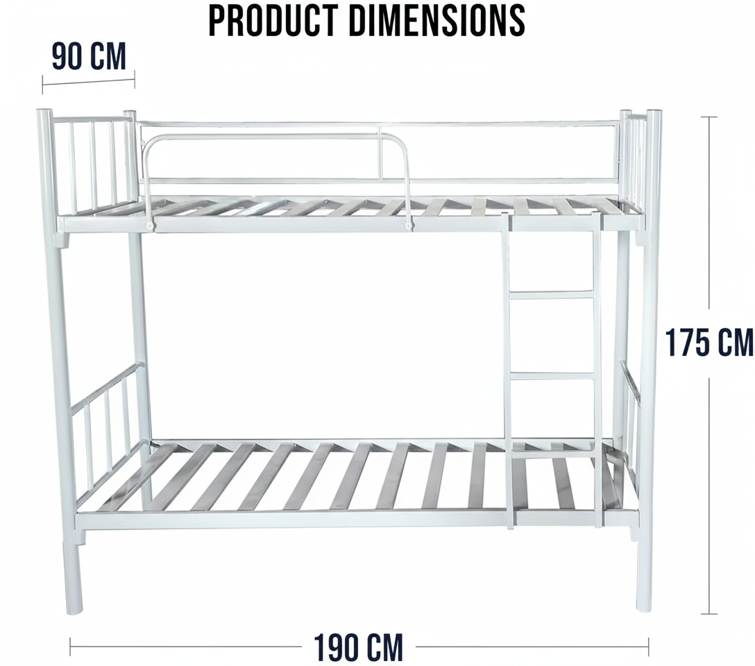Heavy Duty Steel Bunk Bed Only Dubai UAE | Double Metal Bunk Bed with Ladder | INFINI HOMES