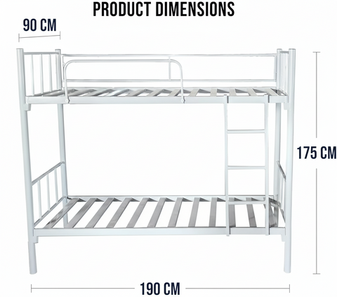 Heavy Duty Steel Bunk Bed Only Dubai UAE | Double Metal Bunk Bed with Ladder | INFINI HOMES