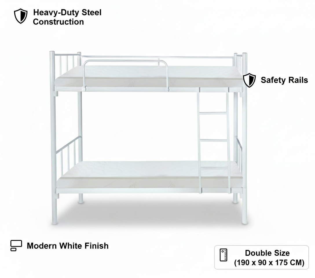 Heavy Duty Steel Bunk Bed Only Dubai UAE | Double Metal Bunk Bed with Ladder | INFINI HOMES