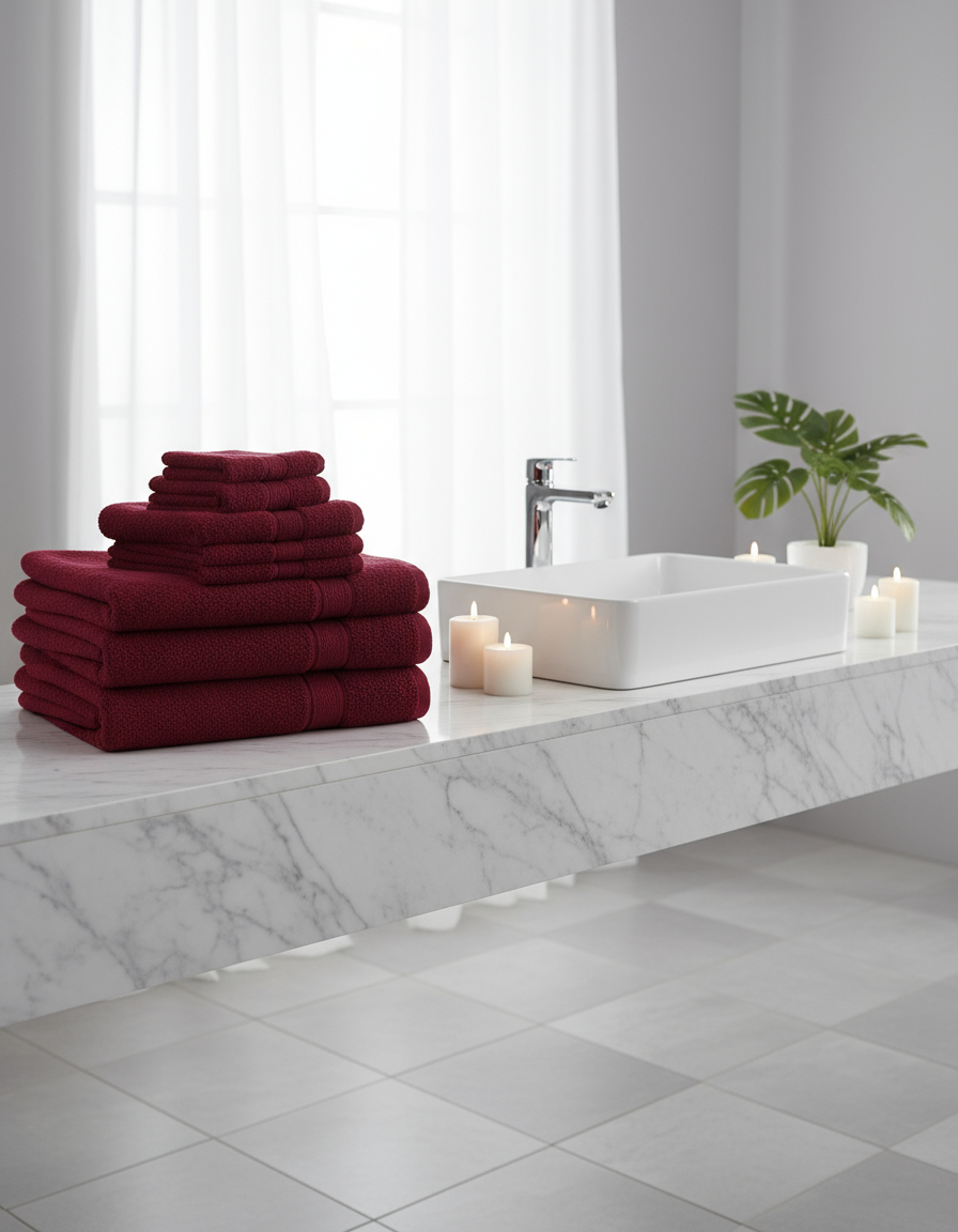 Premium Burgundy Bath Towel Set UAE | 16 Piece Family Pack Cotton Dubai Abu Dhabi