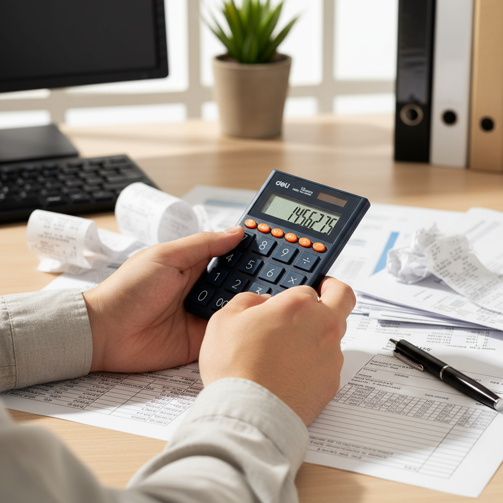 Deli EM130 Calculator 12 Digit - Portable Desktop Calculator Dubai UAE | Solar & Battery Dual Power