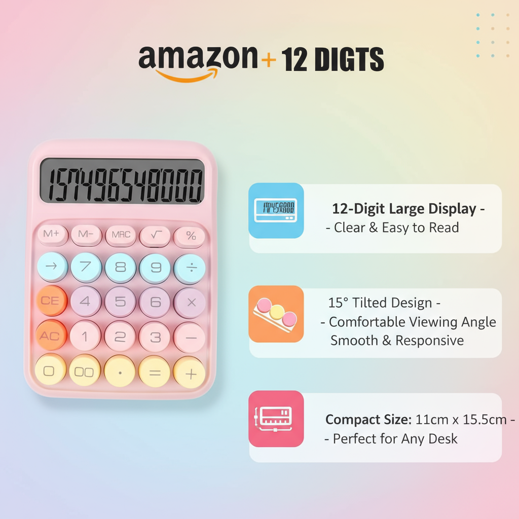 Pink Calculator 12 Digit - Desktop Calculator Dubai UAE | Large Display Office Calculator