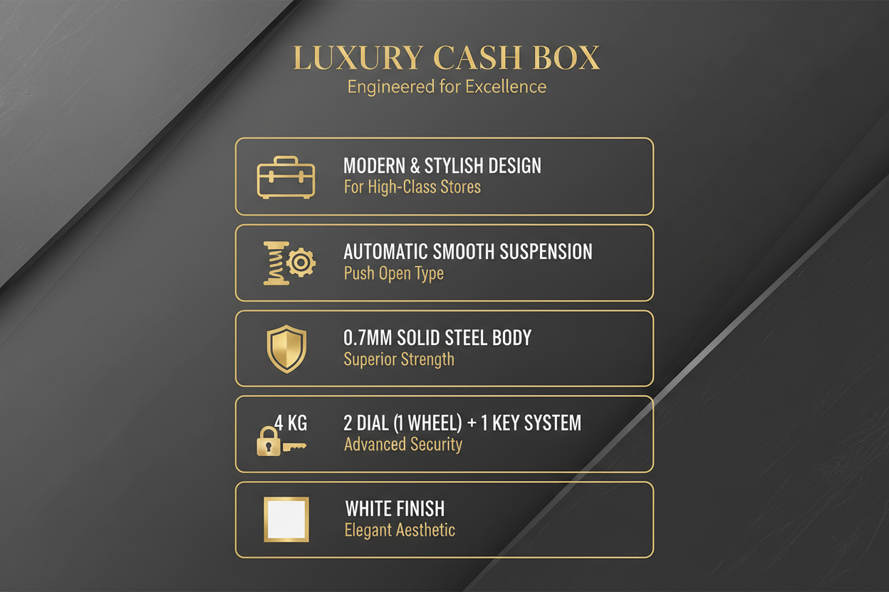 Eagle SC-300 Cash Box – White, 155 x 366 x 249 mm (H x W x D)