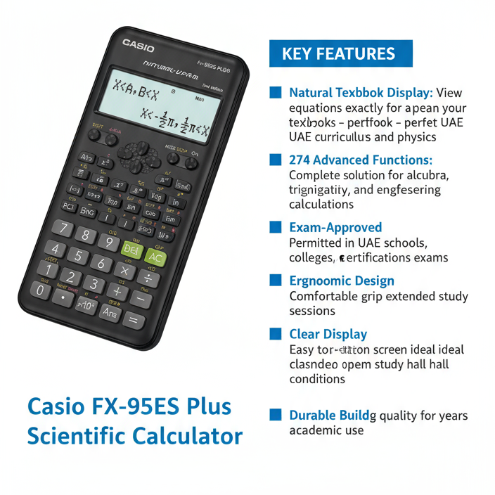 Casio FX-95ES Plus Scientific Calculator - 2nd Edition | UAE School & University Calculator