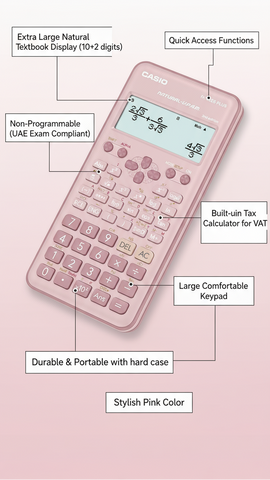 Casio FX-82ES Plus Scientific Calculator (Pink) – 252 Functions, Non-Programmable, Ideal for UAE School & University Use
