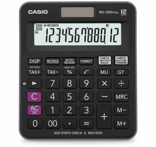 Casio MJ-120D Plus Desktop Calculator 12 Digit - UAE Office Calculator with Tax Function