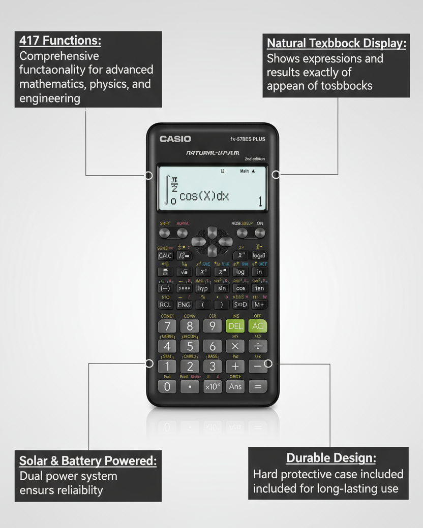 Casio FX-570ES Plus 2nd Edition Scientific Calculator - Black