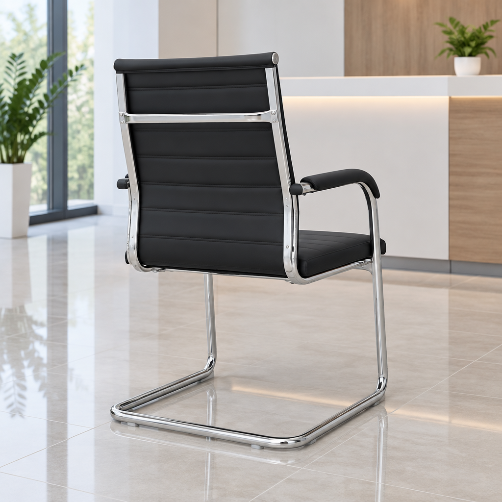 PU Visitor Chair with Chrome Arms & Base | Office Guest Seating UAE
