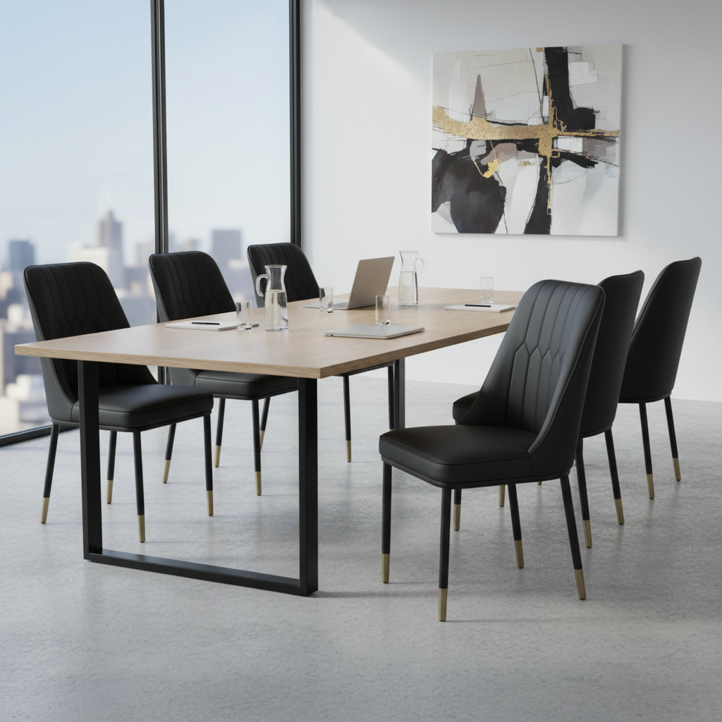 PU Dining Chair with Metal Legs - Black | IH DC34 | UAE Delivery