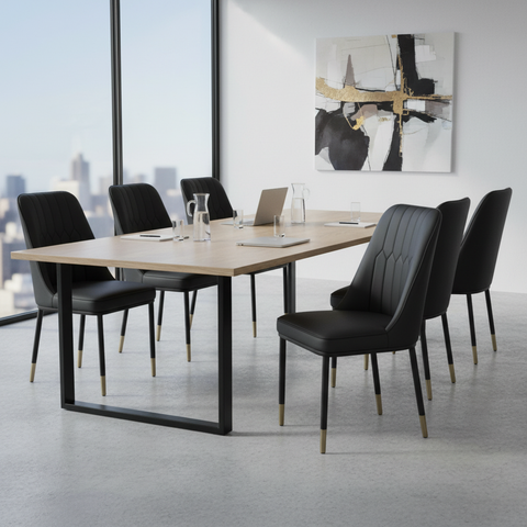 PU Dining Chair with Metal Legs - Black | IH DC34 | UAE Delivery