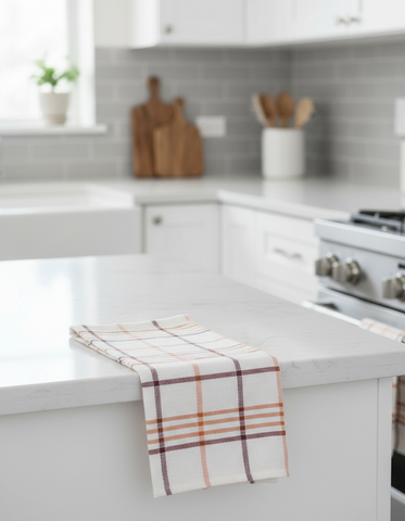 Kitchen Towels UAE Pack of 6 | Green Orange Multi Checks 50x70cm Dubai Abu Dhabi | INFINI HOMES