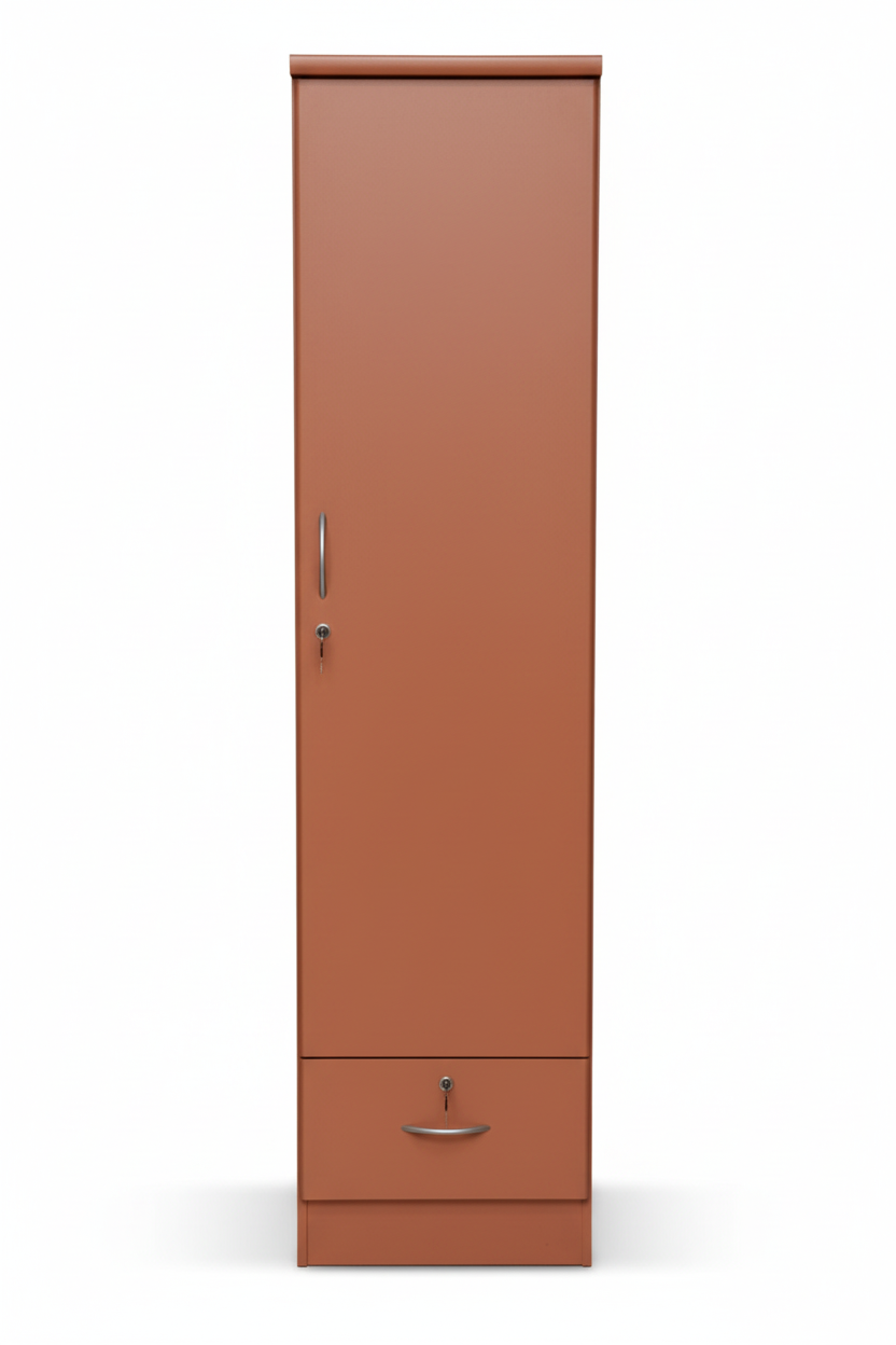 INFINI HOMES Single Door Wooden Wardrobe UAE - White Engineered Wood 1 Drawer Modern Dubai Abu Dhabi Sharjah Cherry