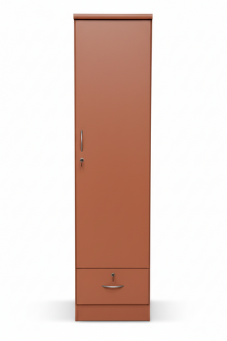 INFINI HOMES Single Door Wooden Wardrobe UAE - White Engineered Wood 1 Drawer Modern Dubai Abu Dhabi Sharjah Cherry