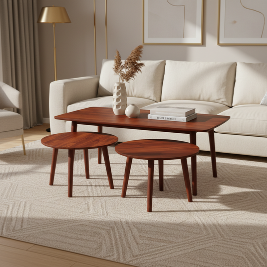 Cherry Coffee Table Set (1+2) | IH 808 | 120x60x45 & 60x60x45 cm