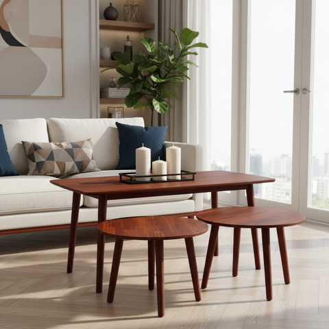 Cherry Coffee Table Set (1+2) | IH 808 | 120x60x45 & 60x60x45 cm