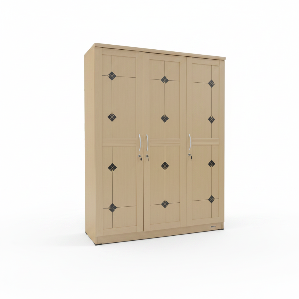 Classic Diamond 3-Door Wardrobe | Premium Bedroom Storage in UAE