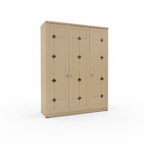 Classic Diamond 3-Door Wardrobe | Premium Bedroom Storage in UAE