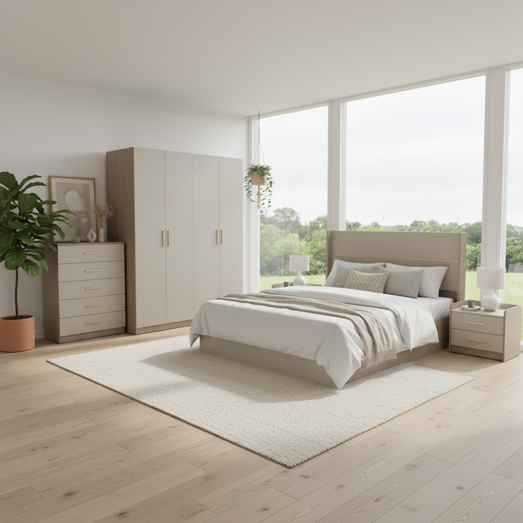 Premium Wooden Bed Set - Complete Bedroom Furniture Collection UAE