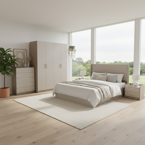 Premium Wooden Bed Set - Complete Bedroom Furniture Collection UAE