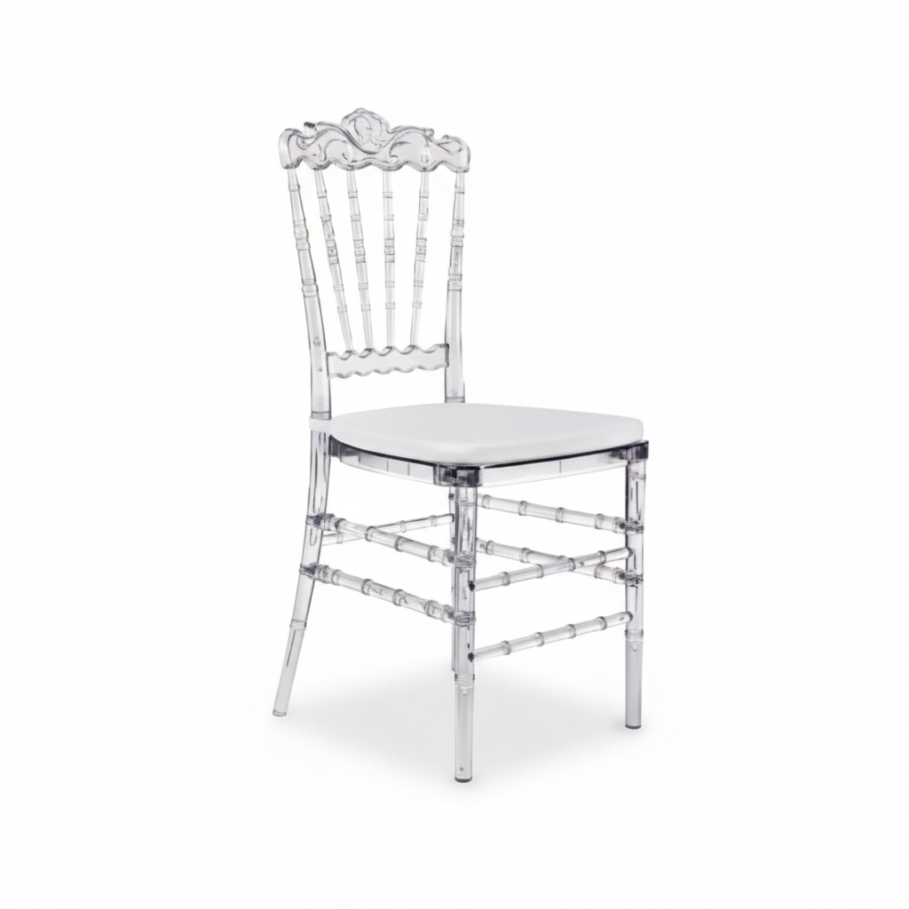 Transparent Dining Chair with White Cushion 40x40x90cm | Modern Acrylic Chair UAE