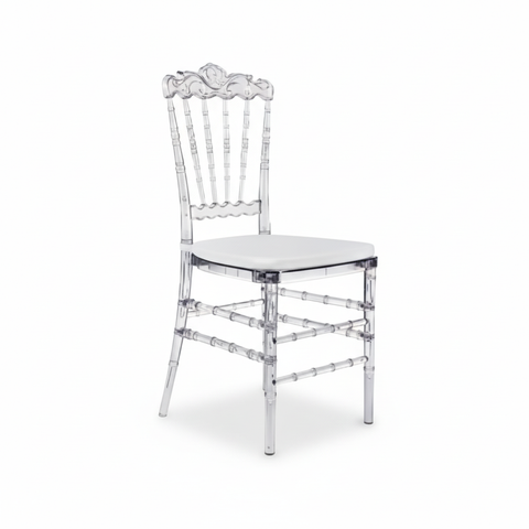 Transparent Dining Chair with White Cushion 40x40x90cm | Modern Acrylic Chair UAE