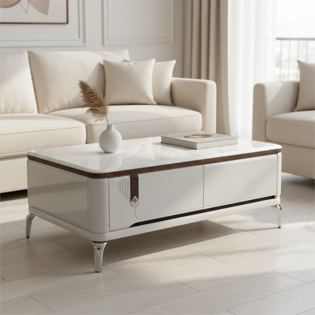 Marble Top High Gloss Center Table | IH CT F3-13 | 130×67×50 cm