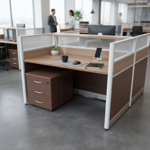 2-Person Work Station Coffee & Grey | Office Furniture UAE | INFINI HOMES