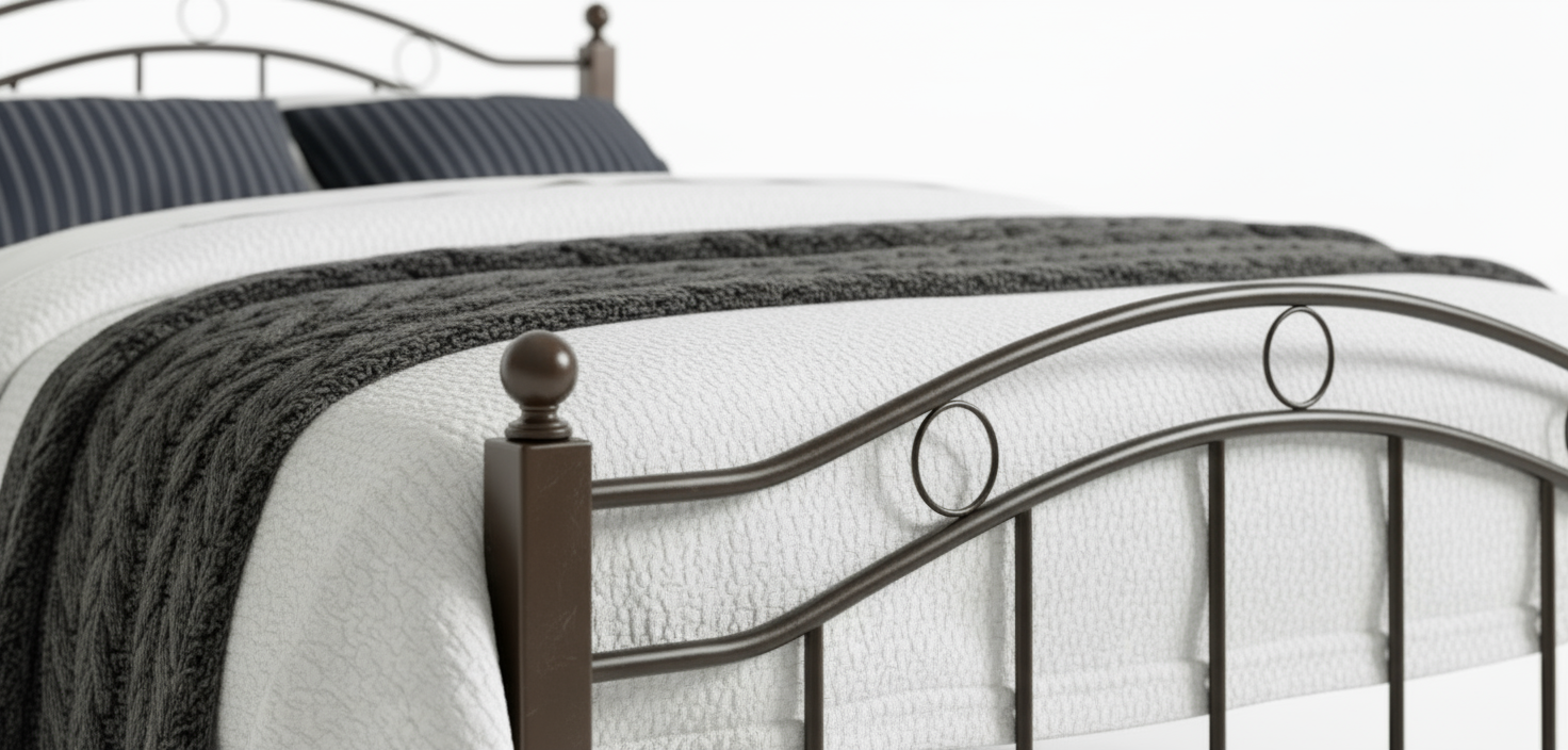 Heavy Duty Wooden Steel Bed Frame UAE | Twin Size Mahogany Bed | Dubai Abu Dhabi Sharjah