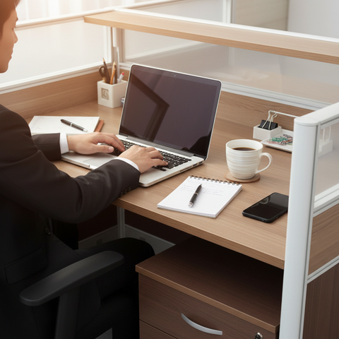 2-Person Work Station Oak+Kakie | Office Desk 100x120cm | UAE-Wide Delivery
