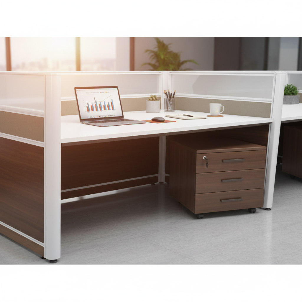 1-Person Work Station Beech White 120cm | Office Desk UAE | Free Delivery Dubai Abu Dhabi Sharjah