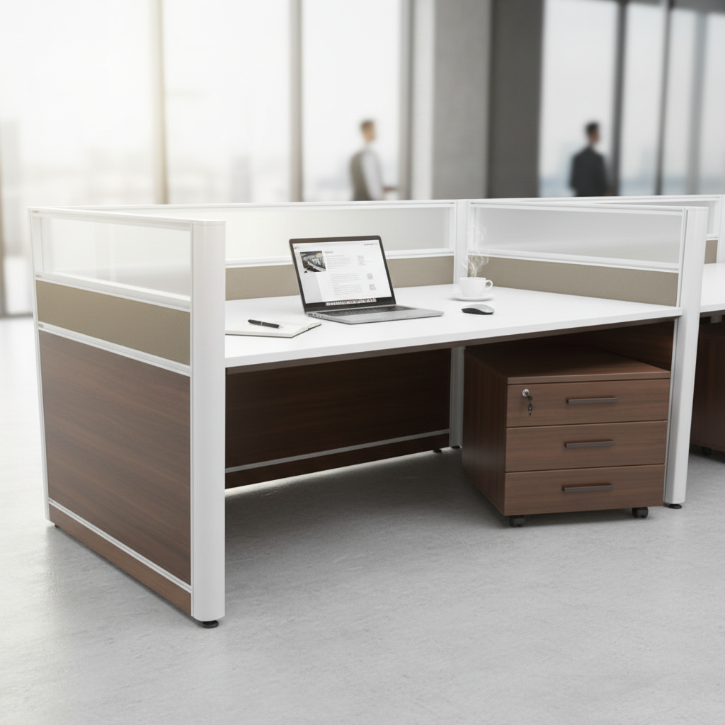 1-Person Work Station Oak+Kakie 100x60cm | Office Desk UAE | INFINI HOMES