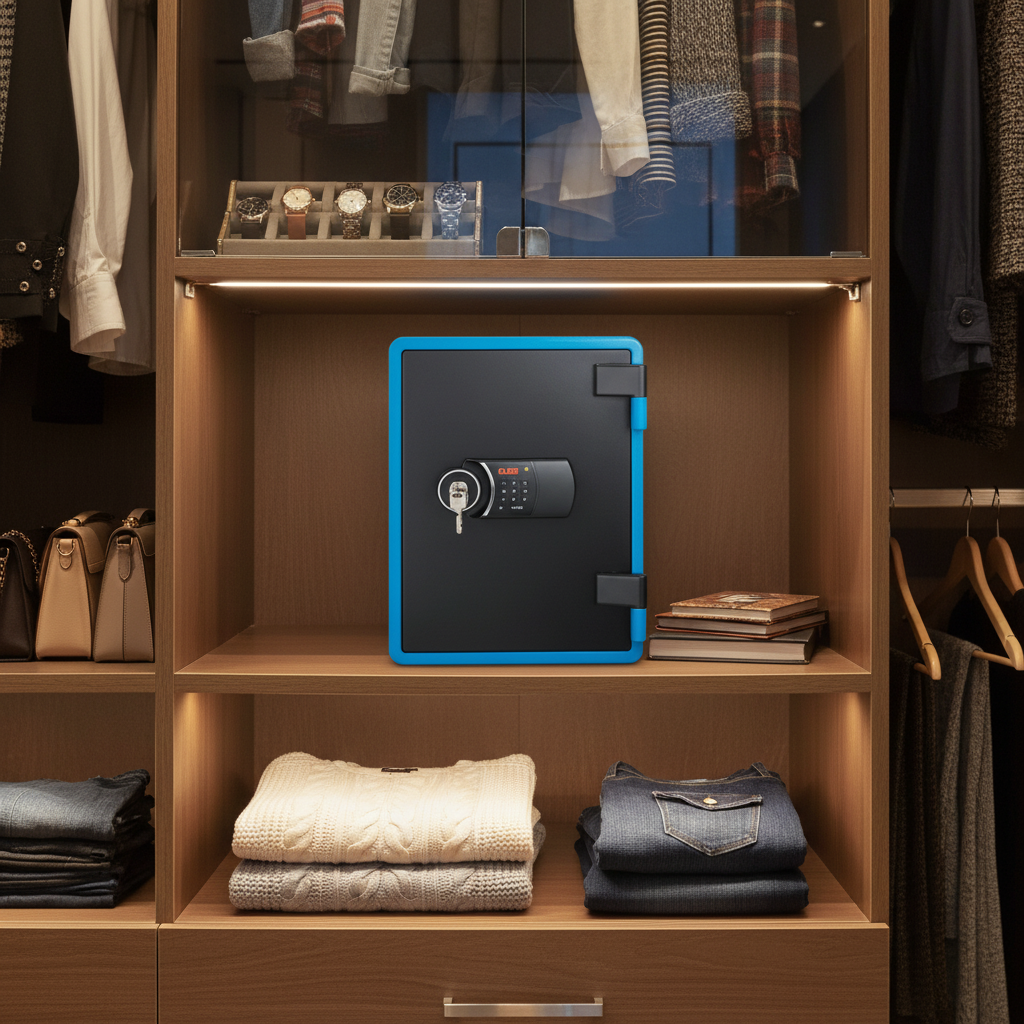 Eagle YES-031DK Fire-Resistant Safe – Blue, Digital + Key Lock System