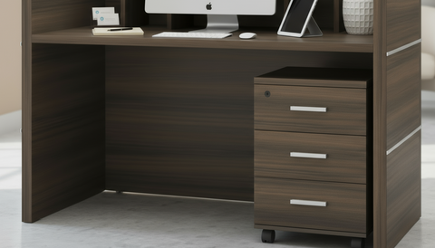 INFINI HOMES Reception Table UAE - Model RCP-140-BG 140x60x105cm Pedestal Drawer Dubai Abu Dhabi Sharjah