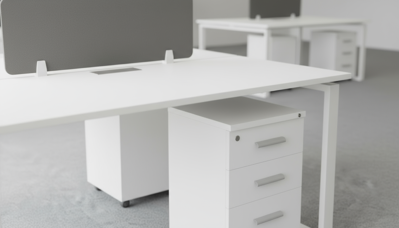 2 Person Office Workstation with Drawers Dubai UAE | White Desk 120x140cm