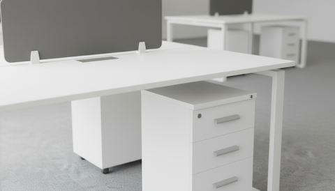 2 Person Office Workstation with Drawers Dubai UAE | White Desk 120x140cm