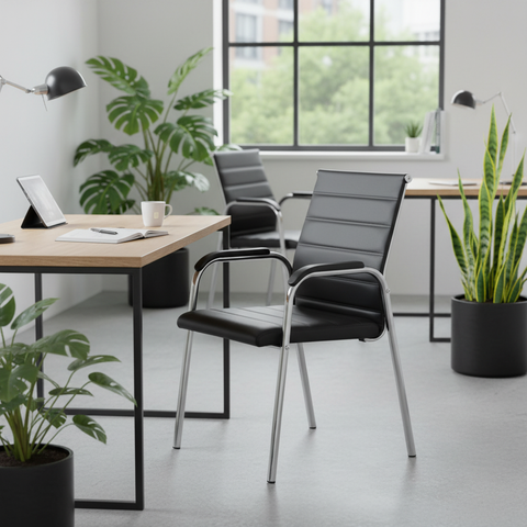 Premium PU Leather Visitor Chair UAE | Office Guest Seating Dubai | IH 3030