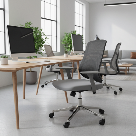 Medium Back Mesh Office Chair UAE | Ergonomic Chrome Base | Dubai Abu Dhabi
