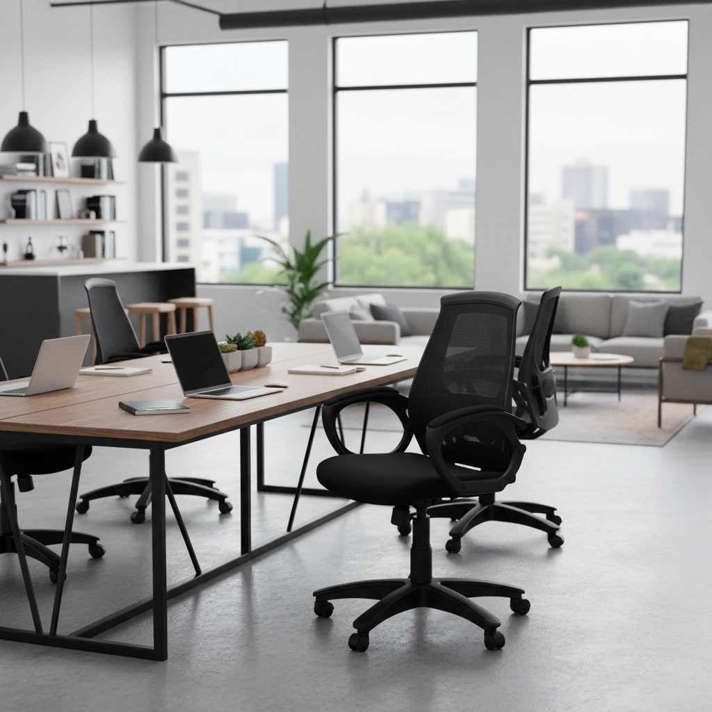Medium Back Office Chair UAE | Ergonomic Nylon Base with Casters | Dubai Abu Dhabi | IH 544