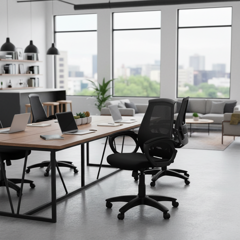 Medium Back Office Chair UAE | Ergonomic Nylon Base with Casters | Dubai Abu Dhabi | IH 544