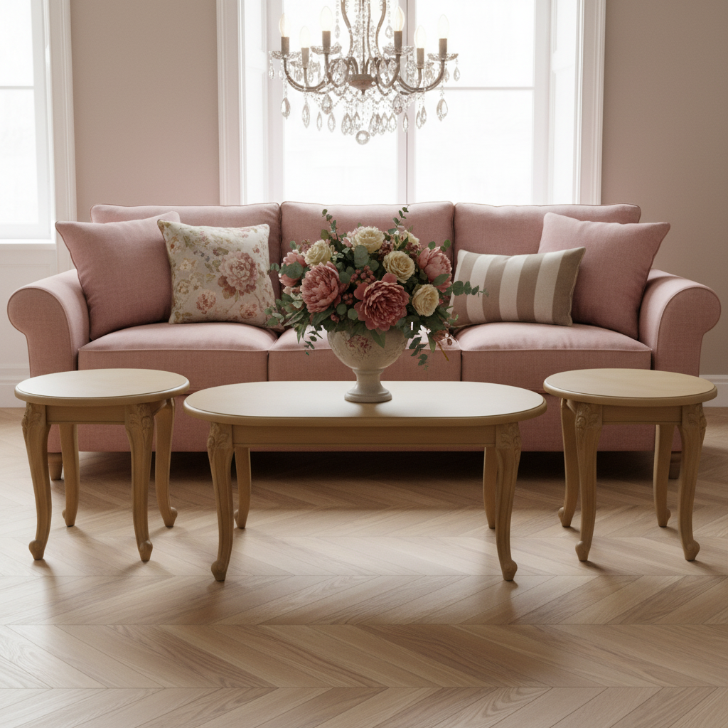 Golden Coffee Table Set (1+2) | IH 6006 | Premium Living Room Furniture UAE