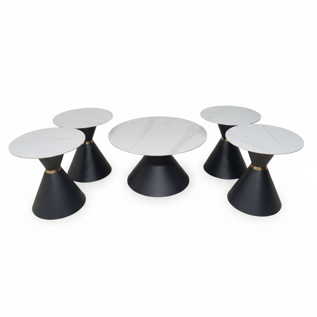 Sintered Stone Coffee Table IH 086 | 80×80 & 50×50 cm | Black Base