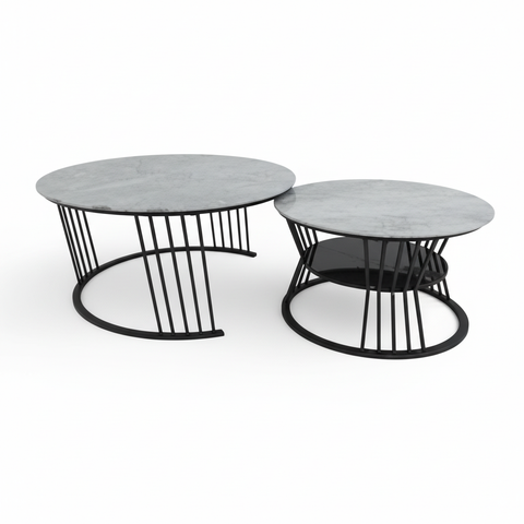 Sintered Stone Coffee Table Set (1+1) | IH 2504 | 70x70 & 50x50 cm – INFINI HOMES UAE