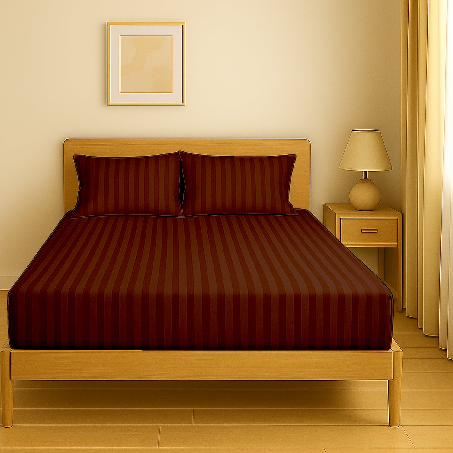 Premium Luxury Stripe Fitted Sheet 160x200cm | UAE-Wide Delivery | Dubai Abu Dhabi Sharjah