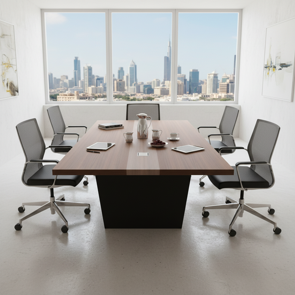 Meeting Table 2.4M Coffee & Khaki | Premium Office Furniture UAE