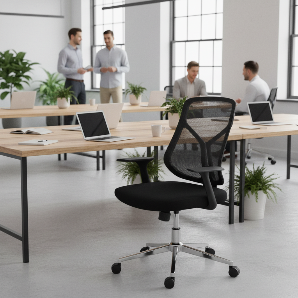 Medium Back Mesh Office Chair UAE | Ergonomic Chrome Base | Dubai Office Furniture | IH A336