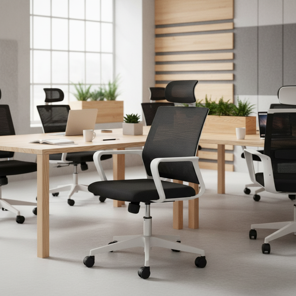 Ergonomic Mesh High Back Office Chair with Headrest UAE | White Executive Chair Dubai | IH 128H