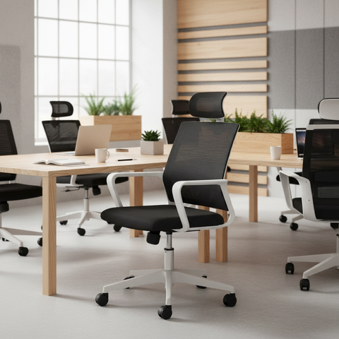Ergonomic Mesh High Back Office Chair with Headrest UAE | White Executive Chair Dubai | IH 128H